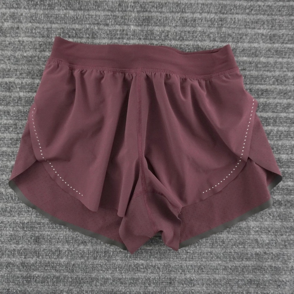 Lululemon Find Your Pace Running Shorts Women 4 Burgundy Reflective Activewear